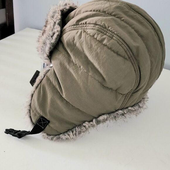 Fur faux Hat Trapper Aviator Bomber Beige winter hat small medium - Picture 1 of 4